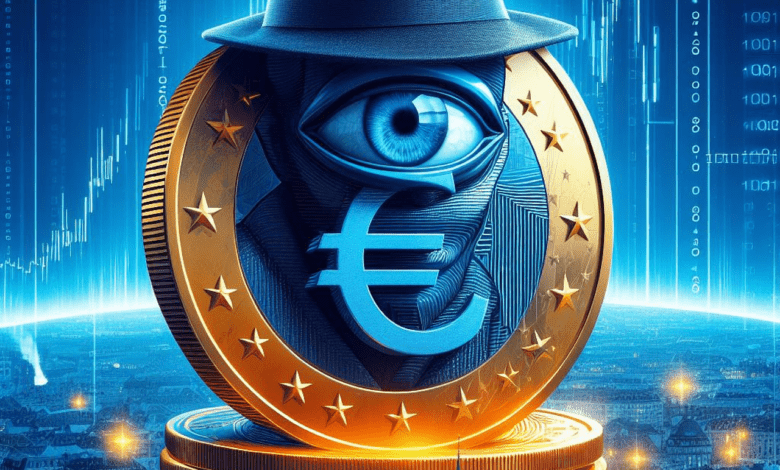 euro, blockchain, technology, digital, bank, money, policy, economy, central, european, cbdc, digital euro, privacy, bitcoin, data, protection, surveillance, confidentiality, ai generated