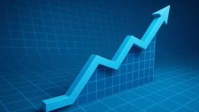 growth, arrow, upward, trend, success, finance, chart, blue, business, progress, increase, development, graph, statistics, market, achievement, rise, data, investment, future, ai generated