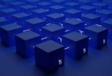 a group of blue cubes with numbers on them