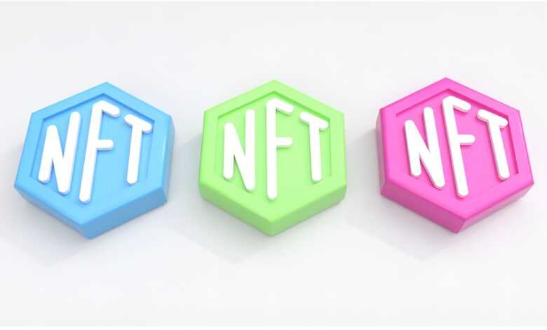 three different colored blocks with the letters nft and nft on them